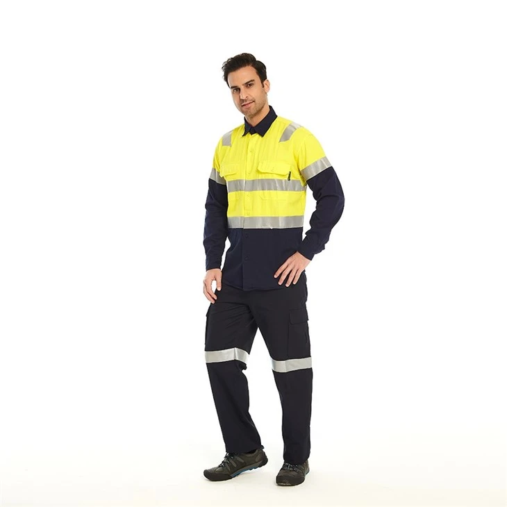 High-Visibility Reflective Safety Workwear Suit Class 2 Long Sleeve Shirts + Pants Sets factory